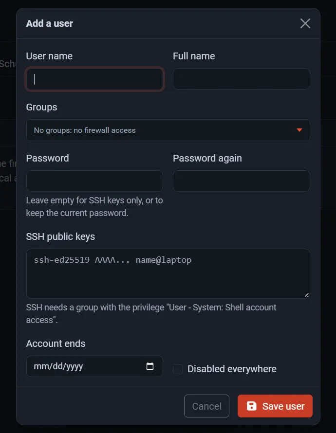 Adding a user with an SSH key to the shop-support group