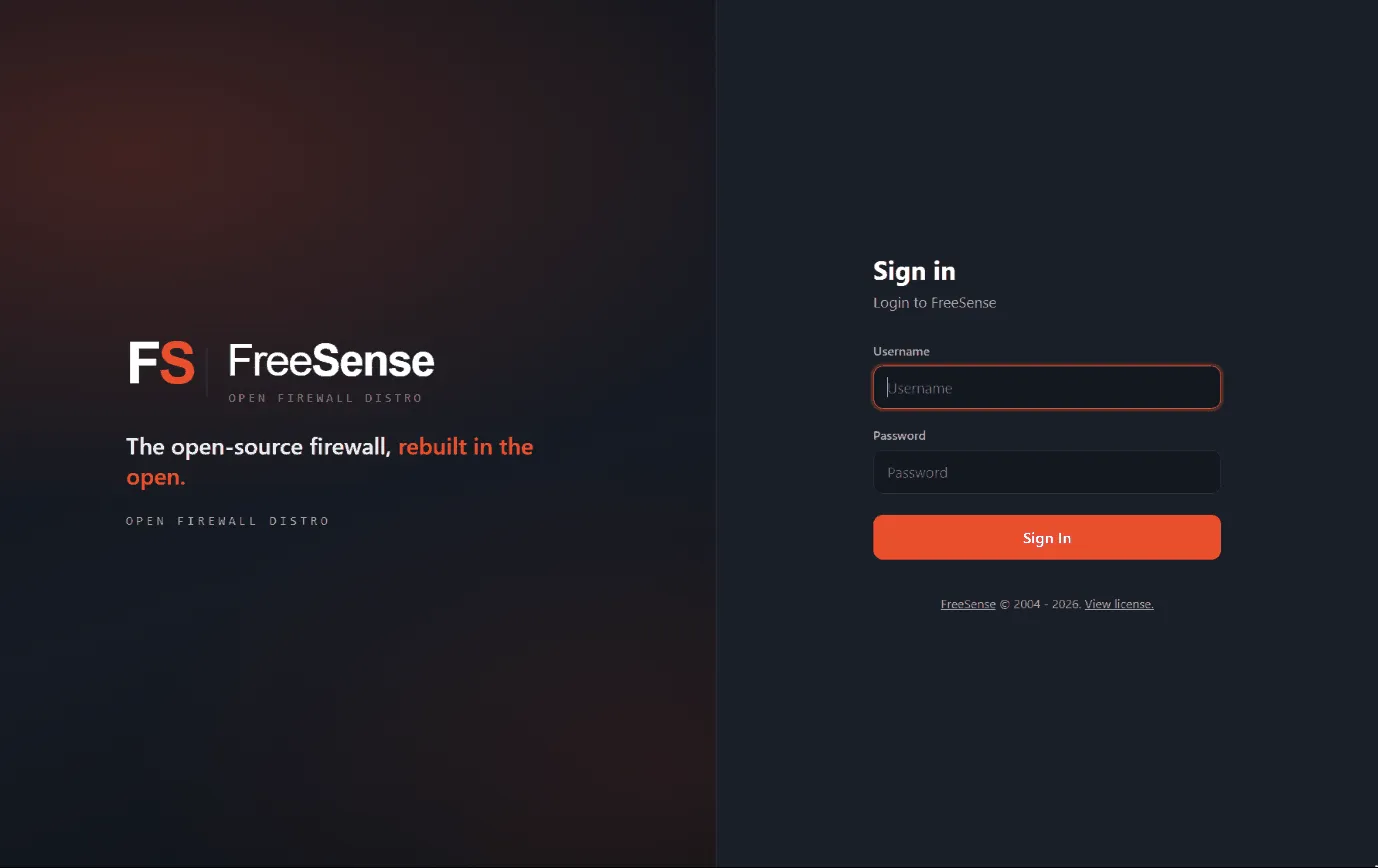 The FreeSense sign-in page